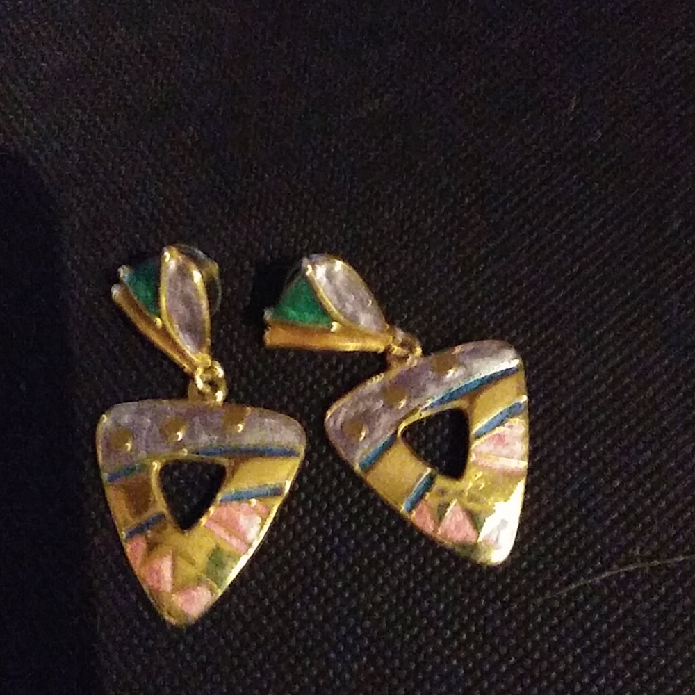 1.5" Vintage Boutique metal colorful Earings